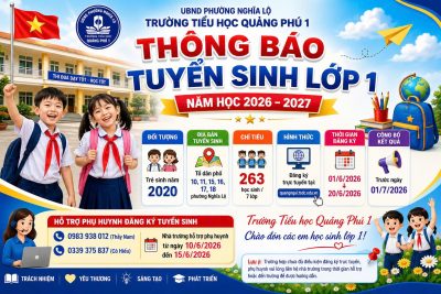THÔNG BÁO TUYỂN SINH LỚP 1. NĂM HỌC 2026-2027